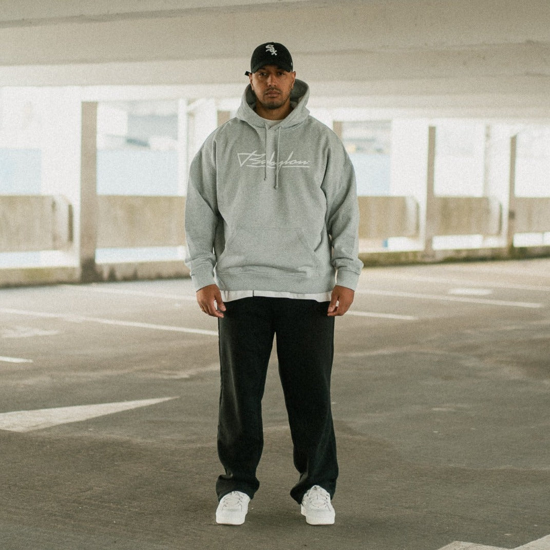 BABYLONLABEL Original Logo Hoodie - Grey Melange