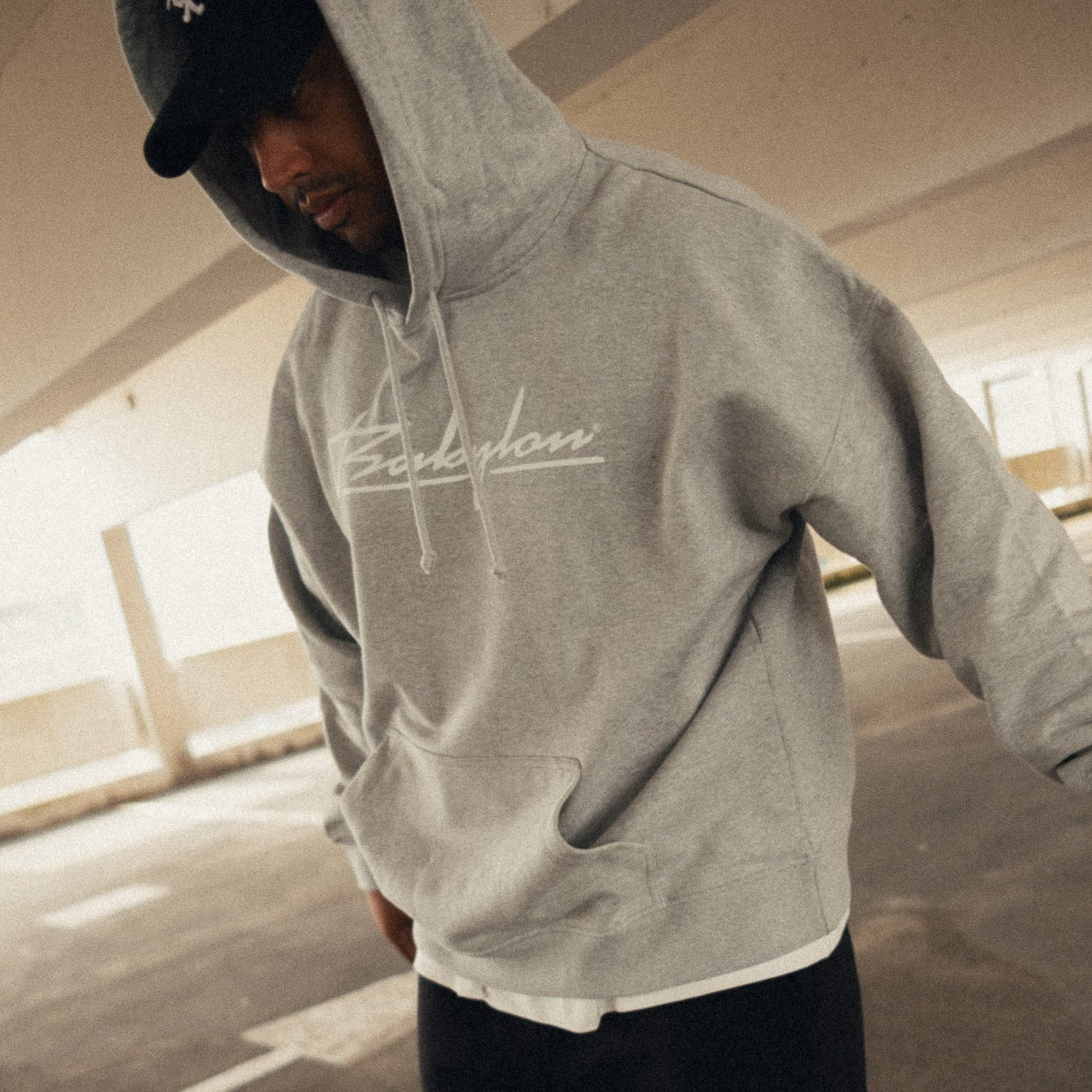 BABYLONLABEL Original Logo Hoodie - Grey Melange